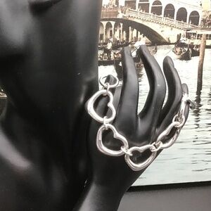 Elsa Peretti Tiffany & Co 925 Sterling Silver, Open Hearts Toggle Bracelet